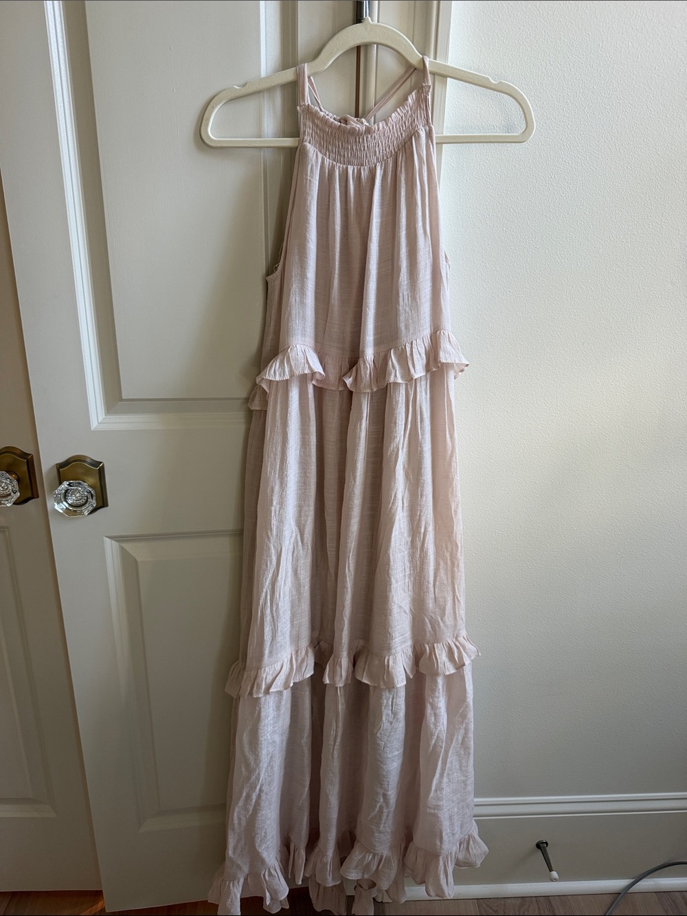 Women's Sleeveless Ruffle Maxi Dress - Pale Blush